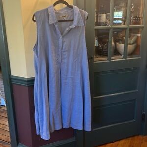 Flax large blue linen dress